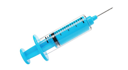 Blue Syringe Medical Equipment Isolated on White Background