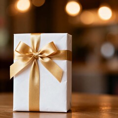 Luxury Ivory Valentine Gift Wrap with Champagne Ribbon