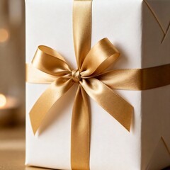 Luxury Ivory Valentine Gift Wrap with Champagne Ribbon