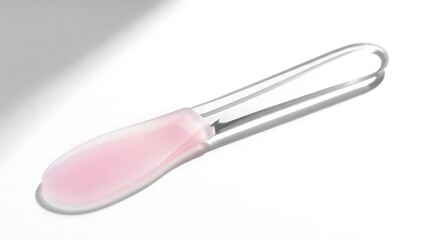 Fototapeta premium Pink lip gloss on applicator wand