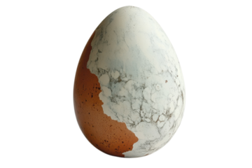 Cracked Brown Egg in Studio Lighting on White Background for Food Blog isolated on transparent background