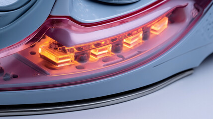 A car's brake light is lit up