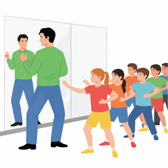 Obraz premium Flat Color Illustration of Interconnected Network Elements