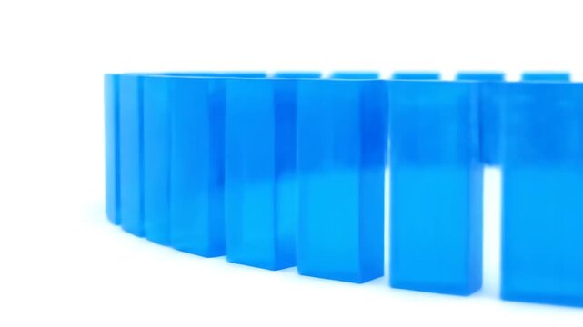 Blue Rectangular Blocks Arranged in a Circular Pattern on a Clean White Background