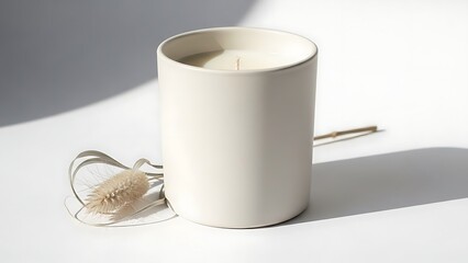 Obraz premium Candle with wick trimmer on white surface
