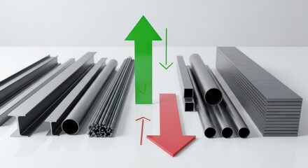 Metal industry growth and decline are shown with diverse steel profiles.