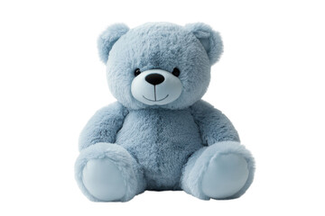 Obraz premium Blue plush teddy bear toy front view isolated on Transparent Background