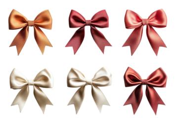 Gift ribbon bows collection isolated on transparent background