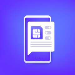 Fototapeta premium eSIM, activate sim card vector illustration with a mobile phone