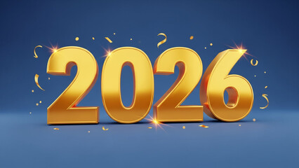 Illustration of the year 2026 with golden numbers