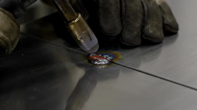 Welding process with bright sparks