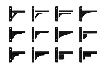 Naklejka premium Shelf wall front icon vector contour bracket soft bar plate narrow block