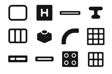 System clothes linkage slab bar arc vector tile foldable micro icon basket