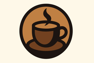 Obraz premium Coffee Cup Round Icon Flat Illustration