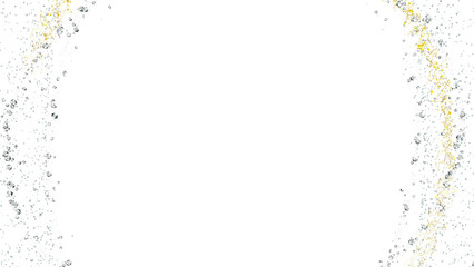 Floating Silver Particles Frame with Large Text Space on Transparent Background