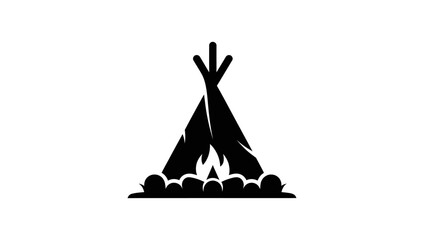 Simple Black and White Campfire Icon. © Muh