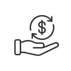 Hand holding dollar sign with circular arrows indicating finance and growth
