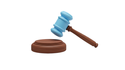Gavel and Sounding Block - Blue Gavel Descending on transparent background