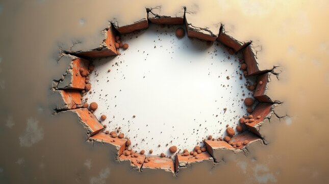 exploding wall with free space in the center for any object or background 
