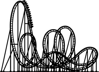 Vintage Roller Coaster black silhouette vector illustration