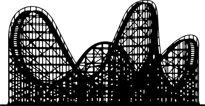 Vintage Roller Coaster black silhouette vector illustration