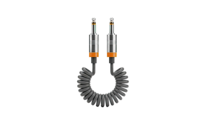Coiled Audio Cable with Two Jack Plugs on transparent background