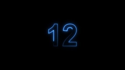 Red neon number 12 glowing on a black background, digital countdown timer element, vibrant futuristic typography - Powered by Adobe