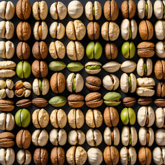 close up of a lot of nuts