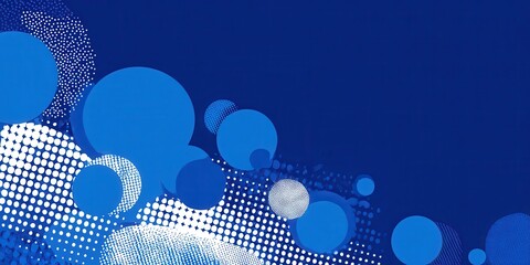 Abstract Composition Of Blue And White Circles On Gradient Navy Background