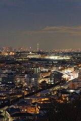 稲田堤と新宿の夜景