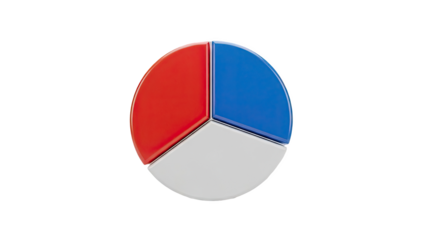Colorful Pie Chart Slices - Red Blue White on transparent background