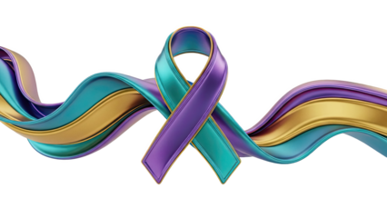 Colorful Ribbon Awareness Symbol on transparent background