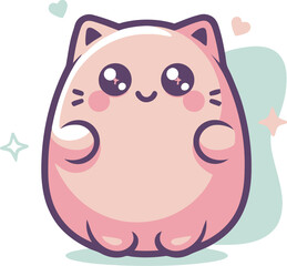 Naklejka premium Cute Cartoon Cat Vector Graphic Illustration with Pastel Colors and Kawaii Design Elements for Digital Projects