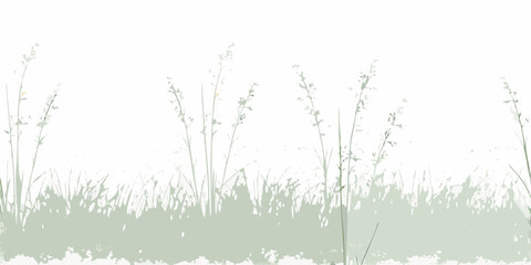 A minimalist landscape featuring delicate blades of grass and slender plant stems © Lolita