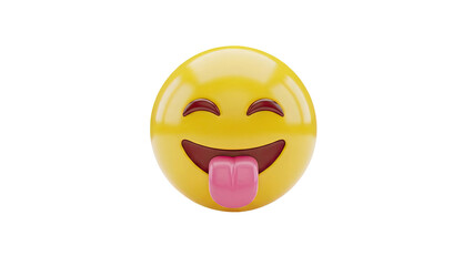 Emoji face with tongue out and eyes closed on transparent background