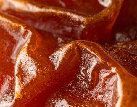 Close-up of a dried date fruit, showcasing its rich, wrinkled texture and deep brown color, highlighting its natural sweetness and chewy consistency
