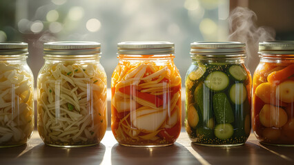 Fermented Vegetables in Glass Jars
