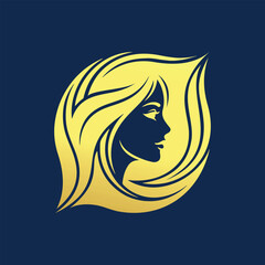 Luxury Beauty Logo Design with Female Profile Fashion, Luxury Woman Face Beauty Logo Makeup, Wellness Symbol, Feminine Face Silhouette Logo Design