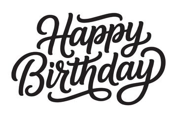 Fototapeta premium Happy Birthday Calligraphy on White Background