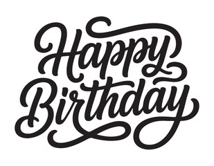 Naklejka premium Happy Birthday Calligraphy on White Background