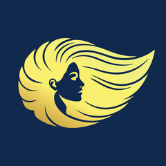 Luxury Female Profile Silhouette with Flowing Hair, Beauty Logo Design, Luxury Woman Hair Logo, Feminine Beauty Brand Identity, Wellness and Cosmetics