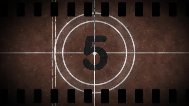 Old film strip countdown 10 to 0 vintage film movie cinema retro classic timer