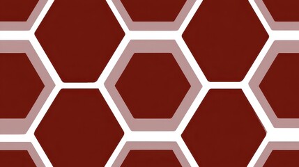 Repeating Dark Red Hexagons with Light Gray and White Outline Seamless Pattern Background