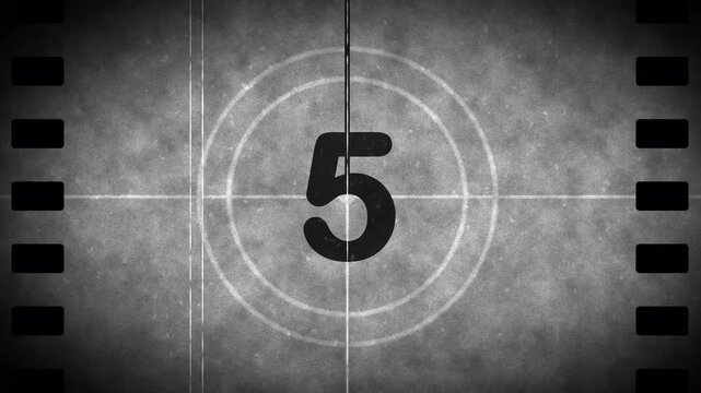 Old film strip countdown 10 to 0 vintage retro timer movie cinema film