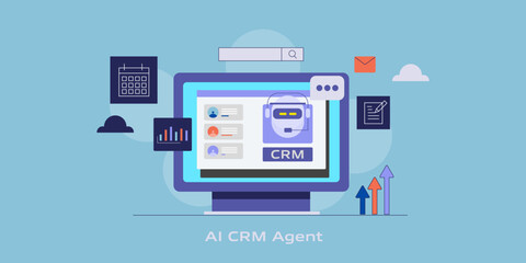 CRM interface with AI agent automates customer communication, scheduling messages, analyzing marketing data and generates real time report.