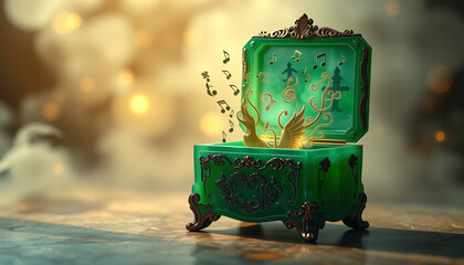 Vintage suitcase and retro gift box with candles create a festive holiday decoration illustration on the table at night