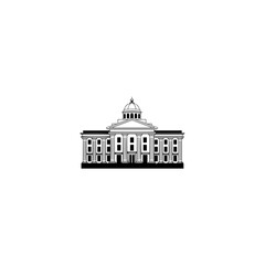 Classical building with dome isolated on transparent background
