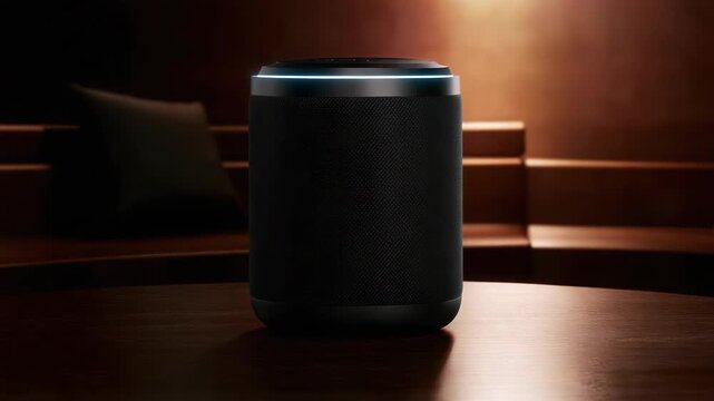 Smart portable speaker wireless bluetooth cylindrical smart speaker with warm ambient glow wooden