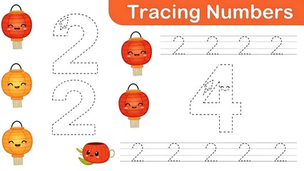 Tracing Numbers Worksheet for Kids with Pumpkins.