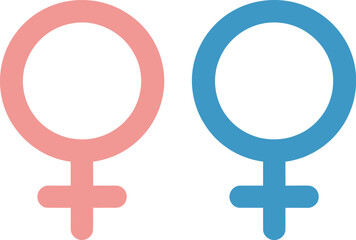 Obraz premium Female Gender Symbols Vector Graphics Pink Blue Icons for Web Design and Social Media Equality